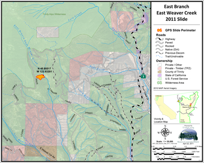 East Branch East Weaver Landslide Location Map 1
